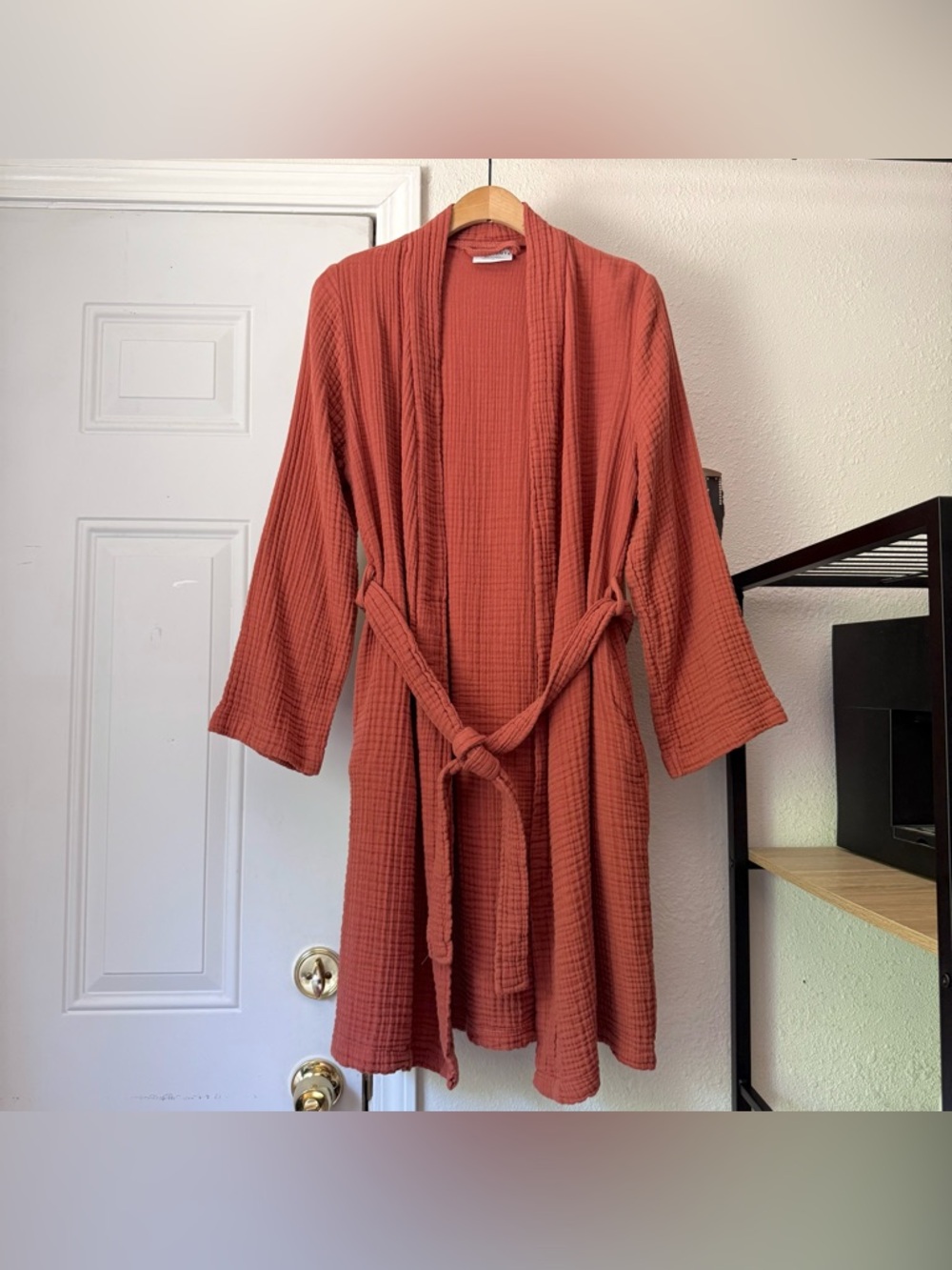 PARACHUTE rust orange cotton gauze belted long sleeve pajama lounge bath robe